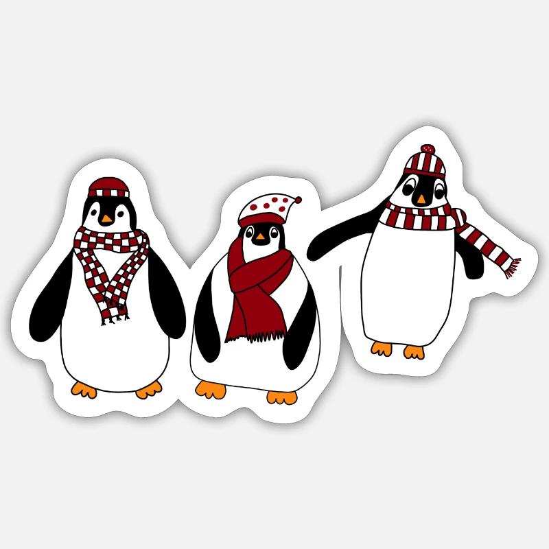 Pinguine - Sticker Größe S (10 x 10 cm) - Mattweiß