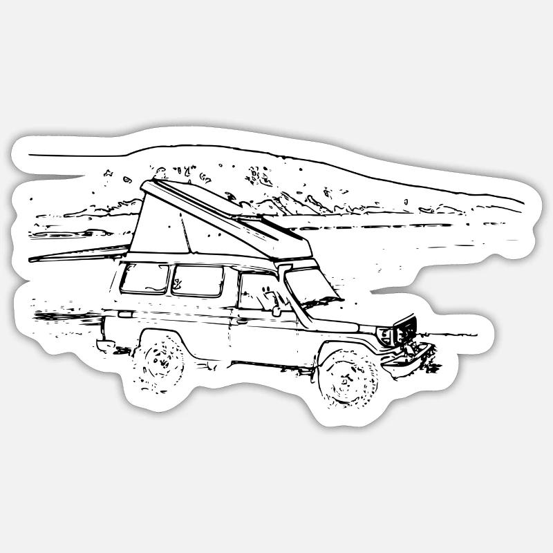 Offroader am See - Sticker Größe S (10 x 10 cm) - Mattweiß