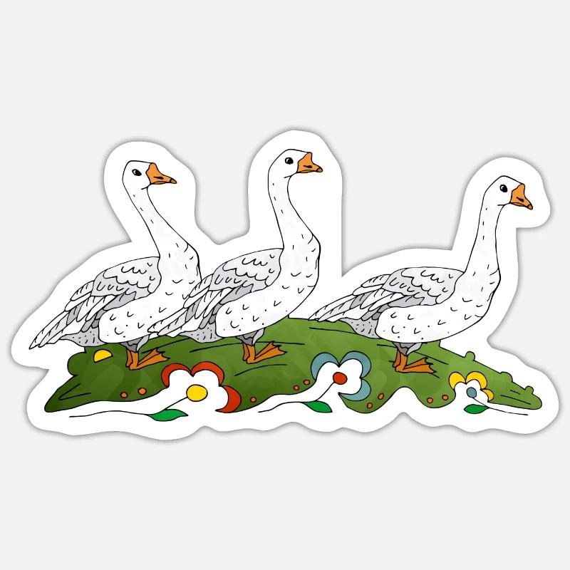 Geese - Sticker size S (10 x 10 cm) - white matte