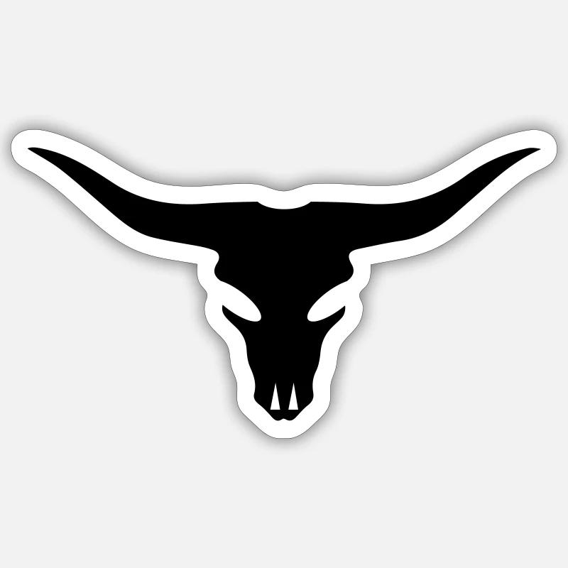 Crâne de vache taureau Sticker taille S (10 x 10 cm)