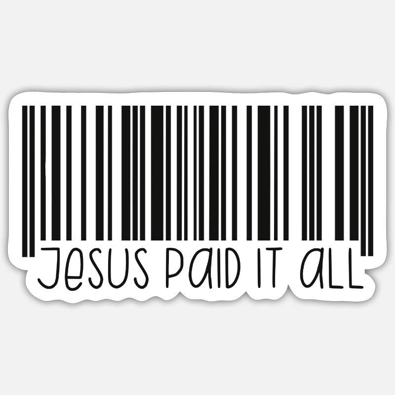 Jesus paid it all Barcode (black) Sticker size S (10 x 10 cm)