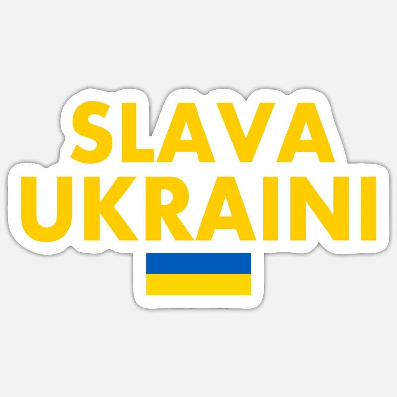 Slava ukraini - Sticker taille S (10 x 10 cm) - blanc mat