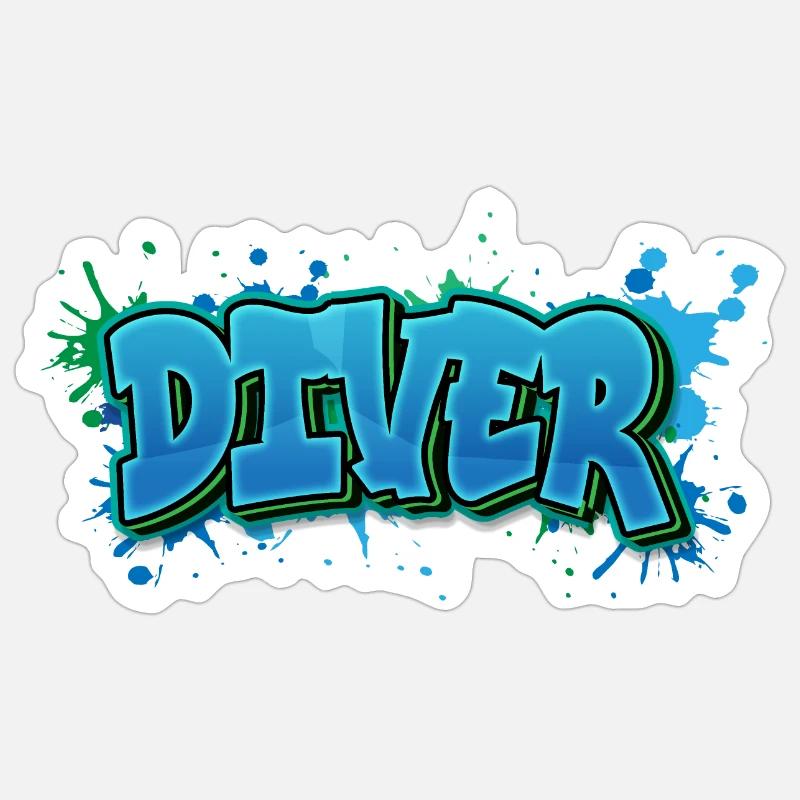 Diver Graffiti Paint Splash - Gift for Divers Sticker size S (10 x 10 cm)