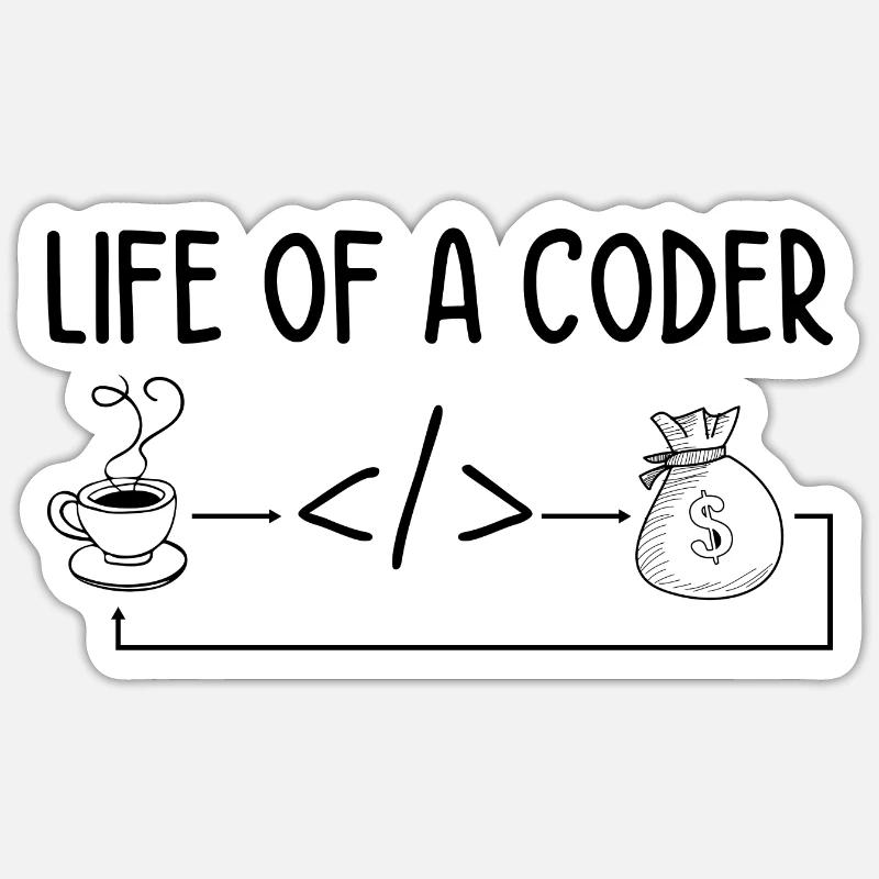 Life Of A Coder Software Developer Programmer Nerd Sticker Größe S (10 x 10 cm)