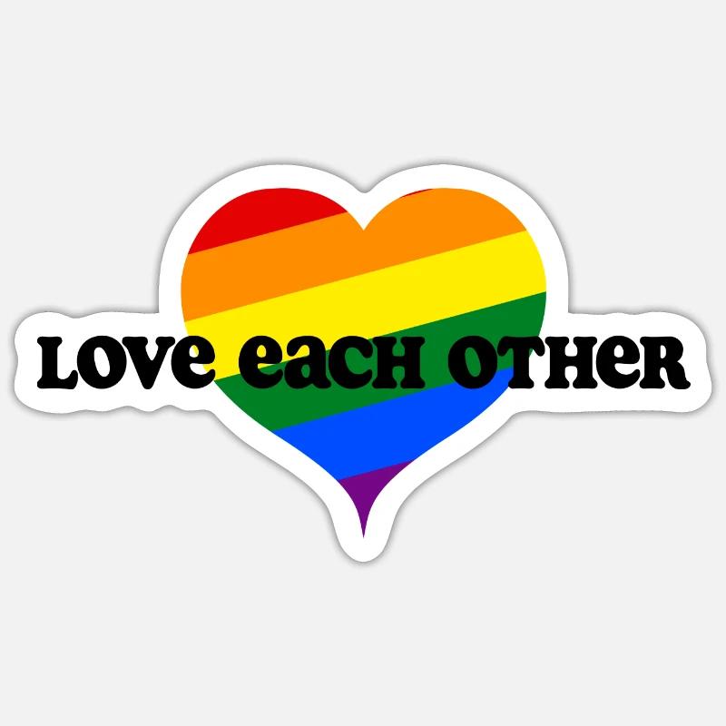 Love Each Other Pride Regenbogen - Sticker Größe S (10 x 10 cm) - Mattweiß