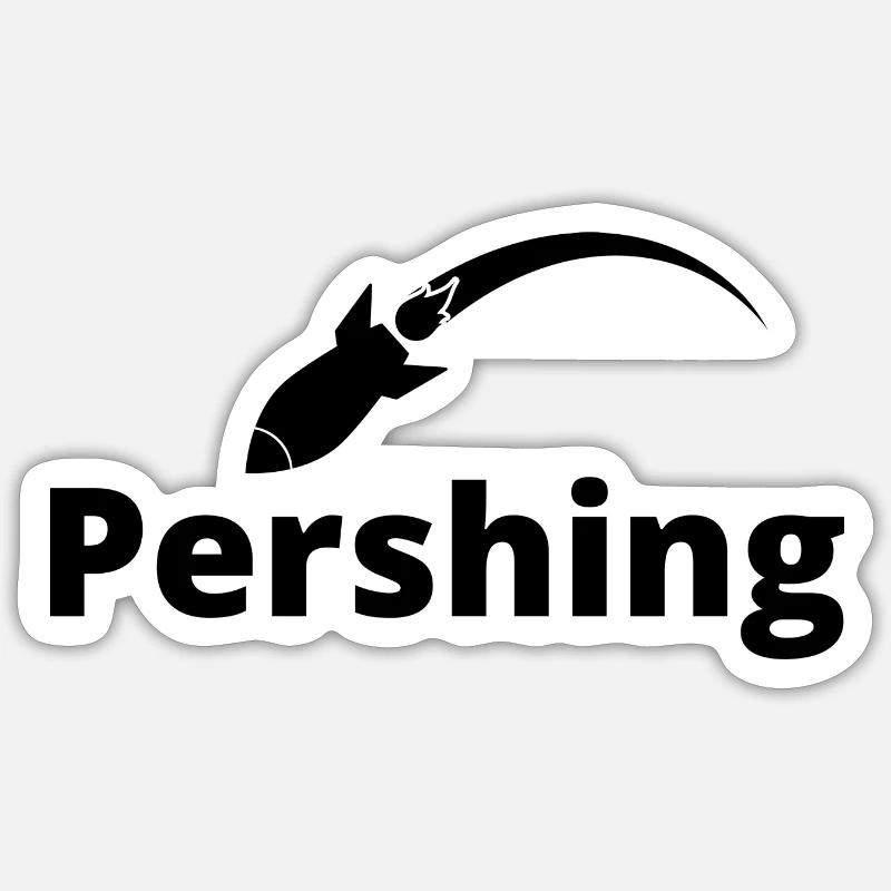 Pershing schwarz - Sticker Größe S (10 x 10 cm) - Mattweiß