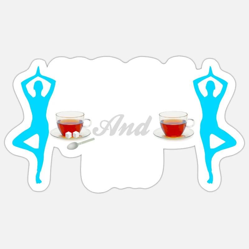 Yoga et thé - Sticker taille S (10 x 10 cm) - blanc mat