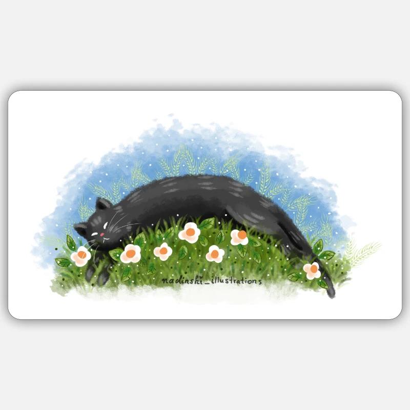 Katze schläft - Sticker Größe S (10 x 10 cm) - Mattweiß