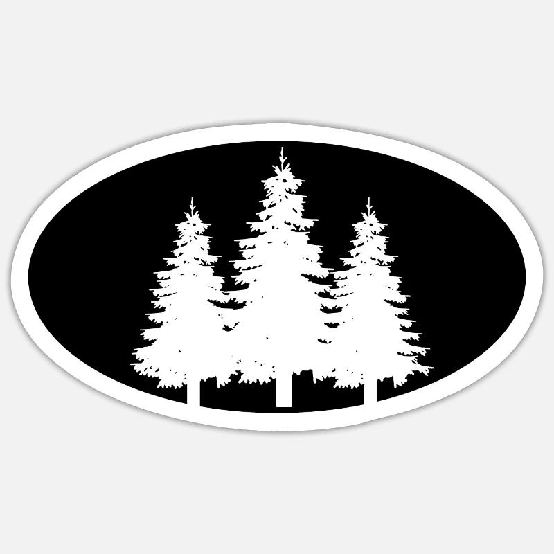 Semicircle and trees - - Sticker size S (10 x 10 cm) - white matte