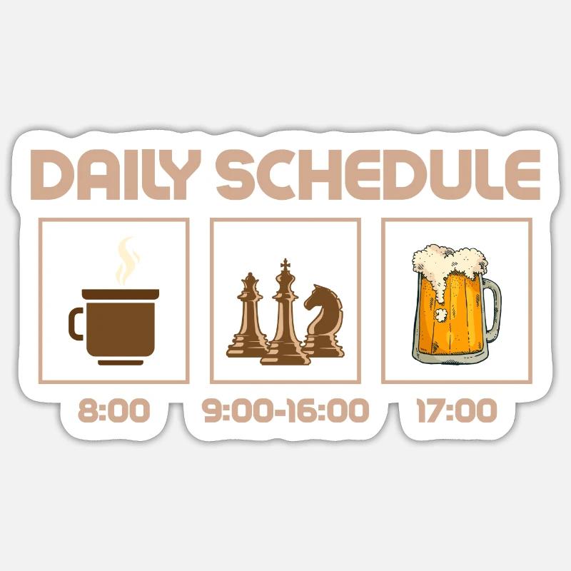 Daily Schedule Chess Player Chess Board Sticker Größe S (10 x 10 cm)