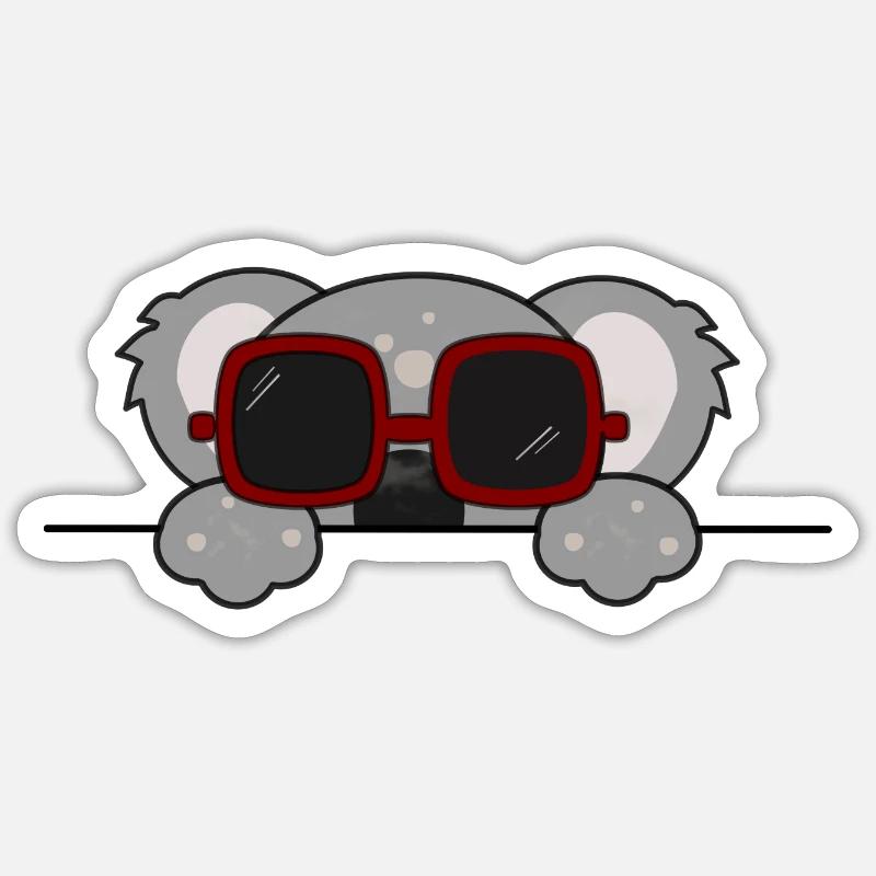 Ours cool coala - Sticker taille S (10 x 10 cm) - blanc mat