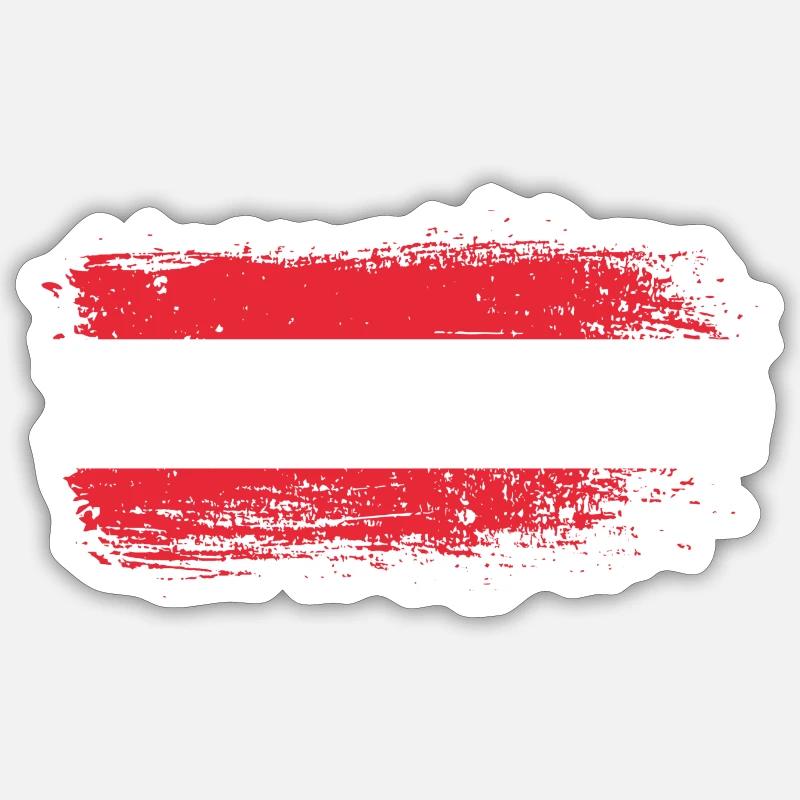 Austrian Brushstroke Flag - Sticker size S (10 x 10 cm) - white matte