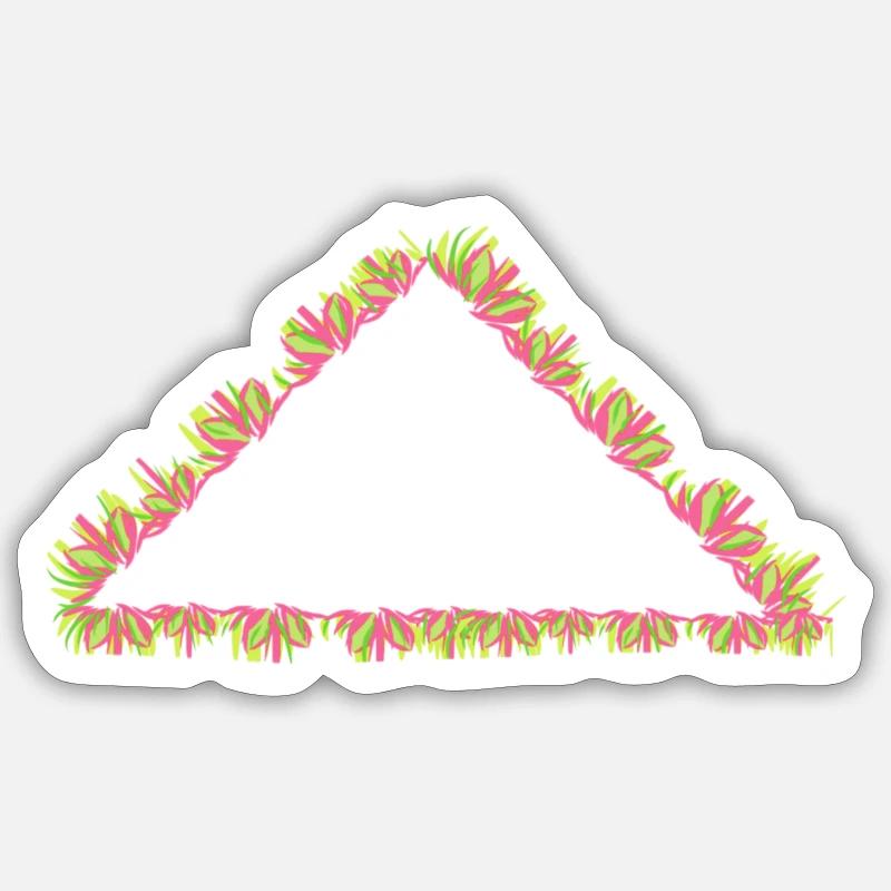 triangle nature symbole herbe - Sticker taille S (10 x 10 cm) - blanc mat