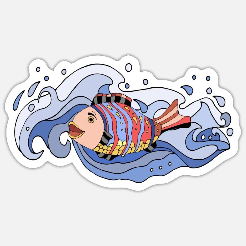 Poisson - Sticker taille S (10 x 10 cm) - blanc mat