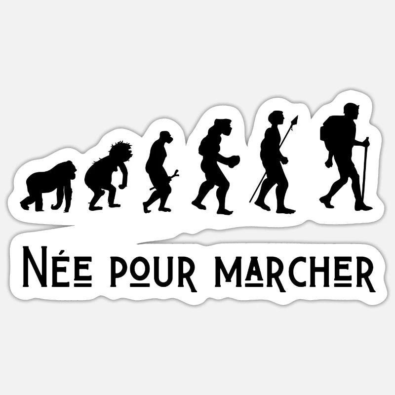 né pour marcher évolution Sticker taille S (10 x 10 cm)