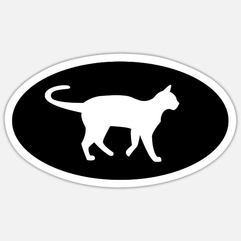 Halbkreis und Katze - - Sticker Größe S (10 x 10 cm) - Mattweiß