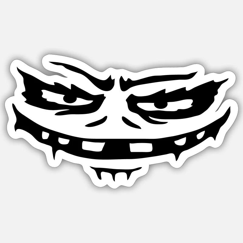 Monster evil face Halloween Sticker size S (10 x 10 cm)