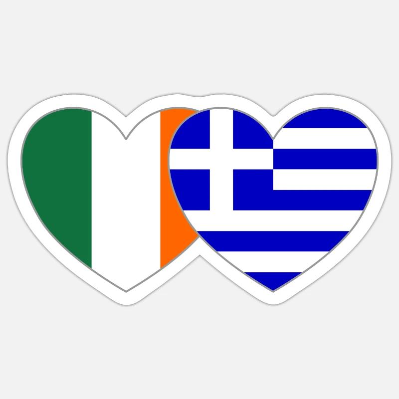 Irlande Grèce Flag Heart - Sticker taille S (10 x 10 cm) - blanc mat