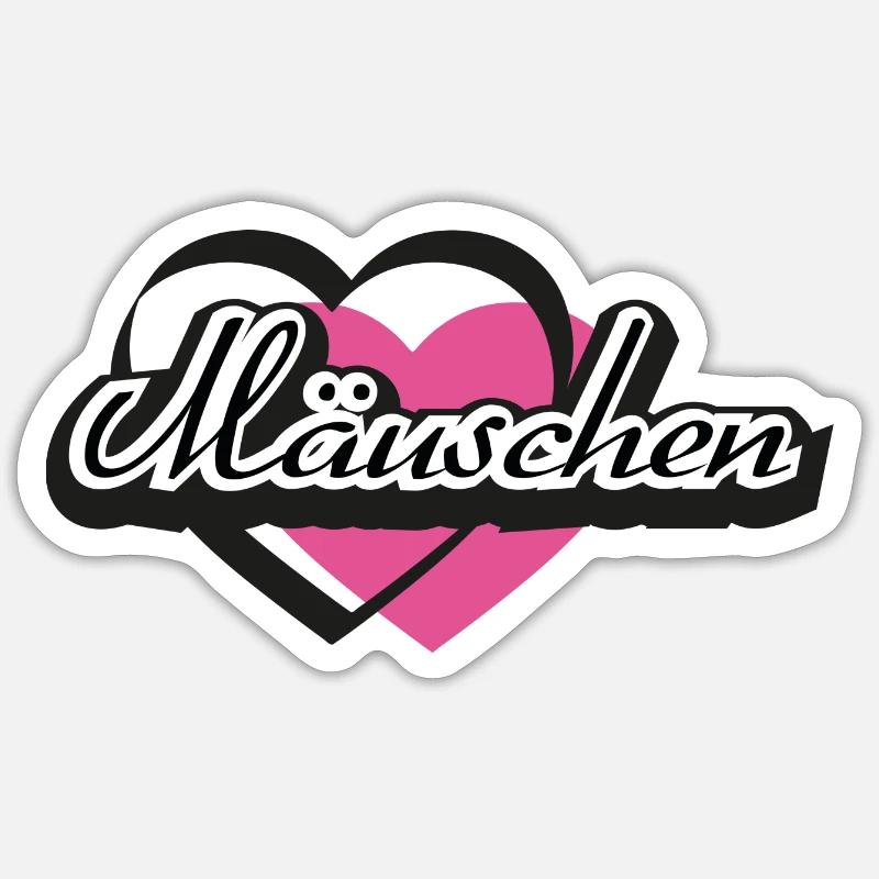 Kosename Mäuschen Herz - Sticker Größe S (10 x 10 cm) - Mattweiß