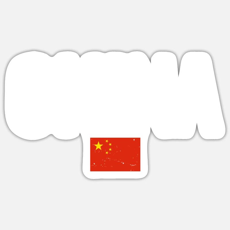 Chine Drapeau chinois Chinois - Sticker taille S (10 x 10 cm) - blanc mat