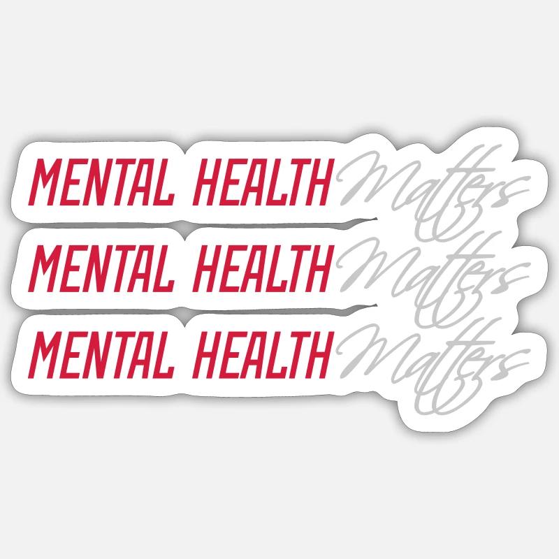 la santé mentale compte citation - Sticker taille S (10 x 10 cm) - blanc mat