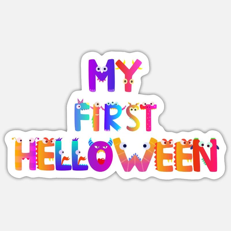 Mon premier Halloween - Sticker taille S (10 x 10 cm) - blanc mat
