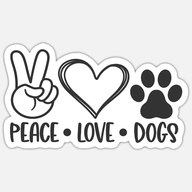PeaceLoveDogs - Sticker Größe S (10 x 10 cm) - Mattweiß