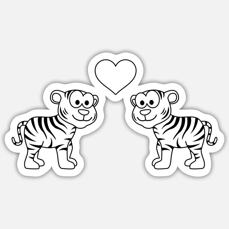 Tiger Comic Couple Love - Sticker size S (10 x 10 cm) - white matte