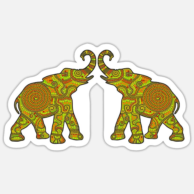 Wonderful Dot Work - Two ELEPHANTS3 Sticker Größe S (10 x 10 cm)