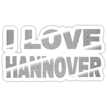 Hanovre Allemagne City Font Skyline J’aime - Sticker taille S (10 x 10 cm) - blanc mat - Devant