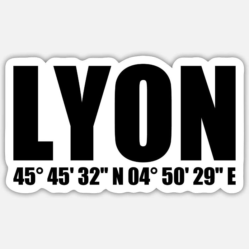 Coordonnées de Lyon Sticker taille S (10 x 10 cm)