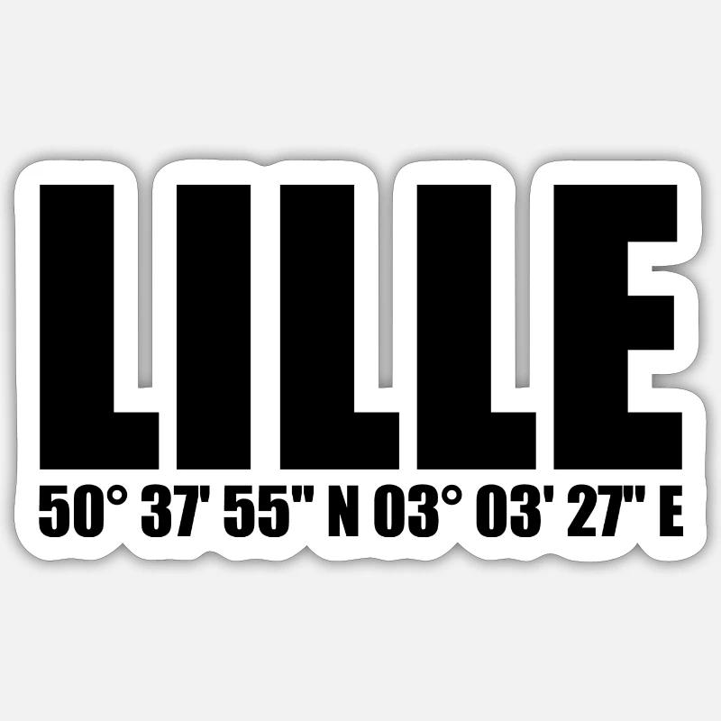 Coordonnées de Lille - Sticker taille S (10 x 10 cm) - blanc mat