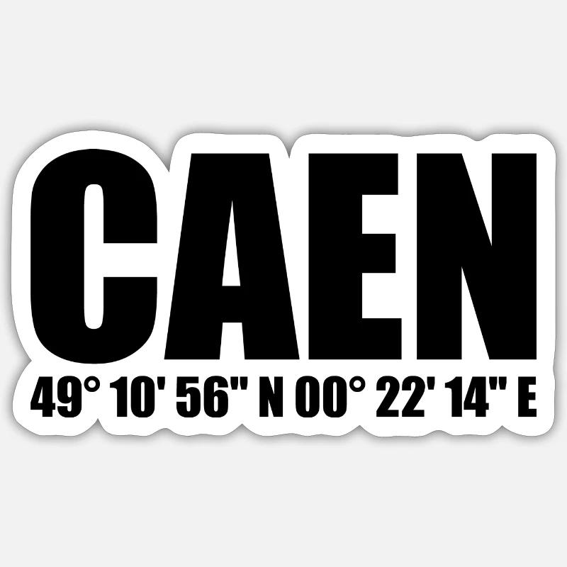 Coordonnées de Caen - Sticker taille S (10 x 10 cm) - blanc mat