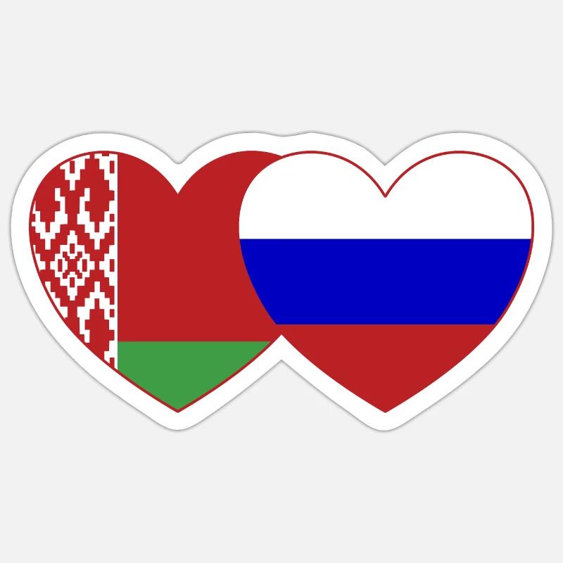 Biélorussie Russie Drapeau Cœur - Sticker taille S (10 x 10 cm) - blanc mat