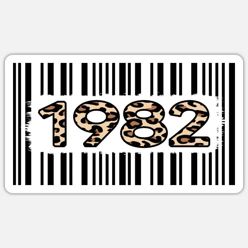 1982 anniversaire anniversaire léopard limité - Sticker taille S (10 x 10 cm) - blanc mat