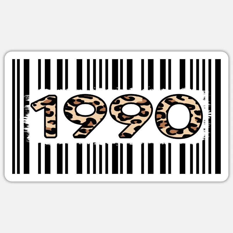1990 geburtstag 32 jahre jubiläum barcode leopard Sticker Größe S (10 x 10 cm)