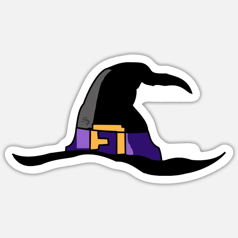 Chapeau de sorcière - Sticker taille S (10 x 10 cm) - blanc mat