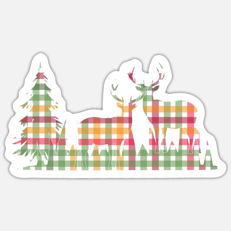 Hirsche - Sticker Größe S (10 x 10 cm) - Mattweiß