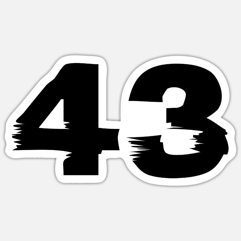 43 Numéro - Sticker taille S (10 x 10 cm) - blanc mat