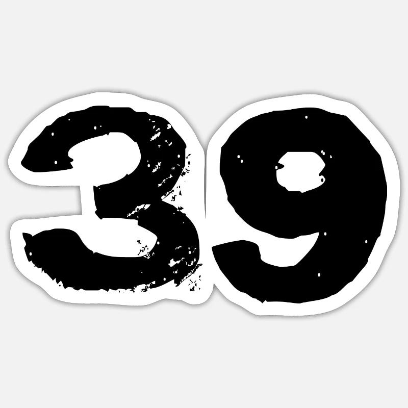 Maillot 39 Numéro - Sticker taille S (10 x 10 cm) - blanc mat
