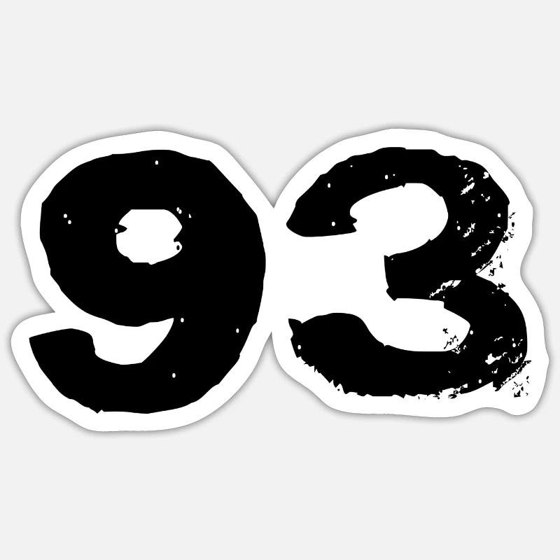 93 Number jersey - Sticker size S (10 x 10 cm) - white matte