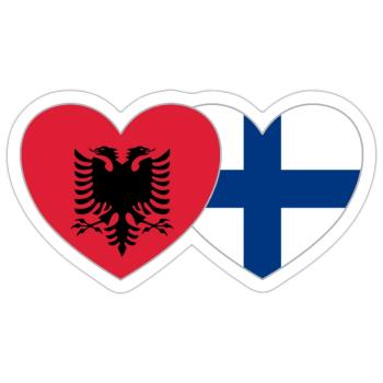 Albania Finland Flag Heart - Sticker size S (10 x 10 cm) - white matte - Front