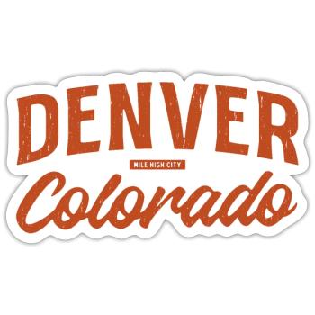 Denver Colorado Retro Script Logo - Sticker size S (10 x 10 cm) - white matte - Front