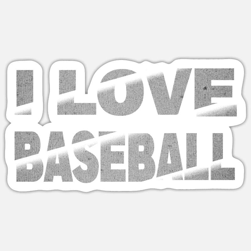 J’adore le baseball - Sticker taille S (10 x 10 cm) - blanc mat