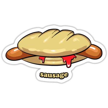 Saussage - hot dog ketchup - Sticker taille S (10 x 10 cm) - blanc mat - Devant
