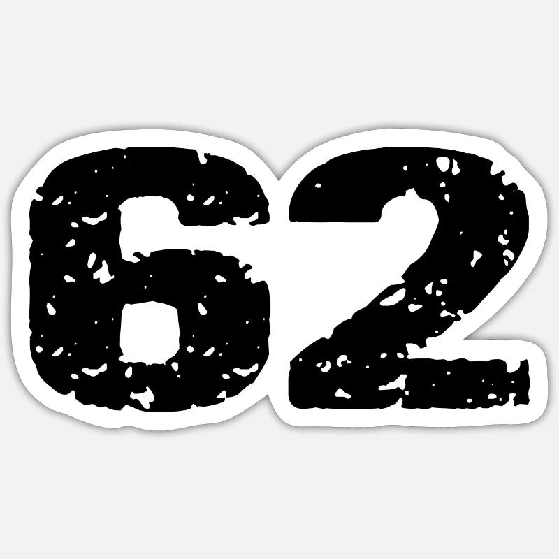 62 Maillot numéro - Sticker taille S (10 x 10 cm) - blanc mat