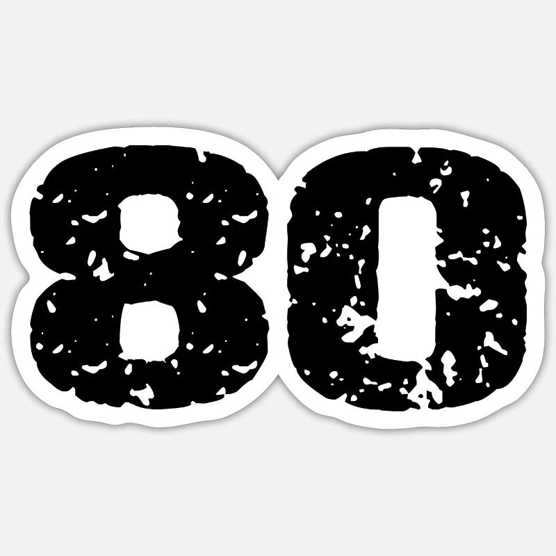 Maillot 80 numéro - Sticker taille S (10 x 10 cm) - blanc mat