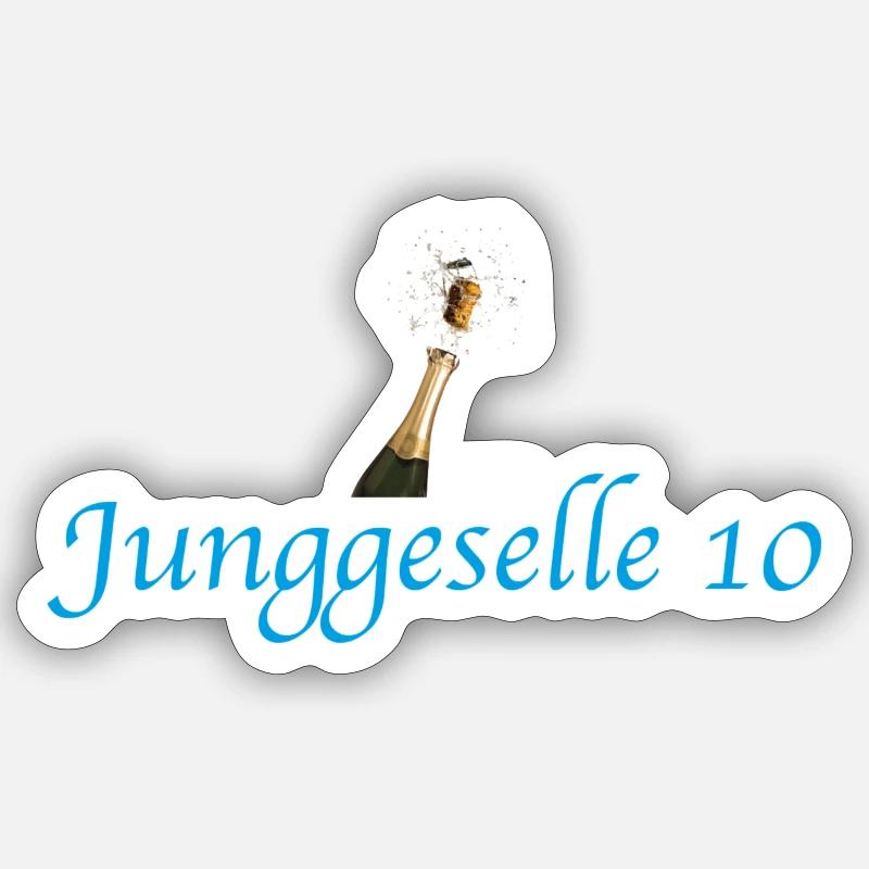 Junggeselle 10 - Sticker Größe S (10 x 10 cm) - Mattweiß