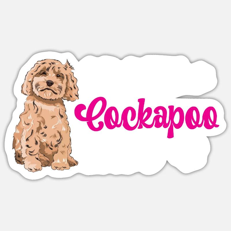 Cockapoo Hund - Sticker Größe S (10 x 10 cm) - Mattweiß