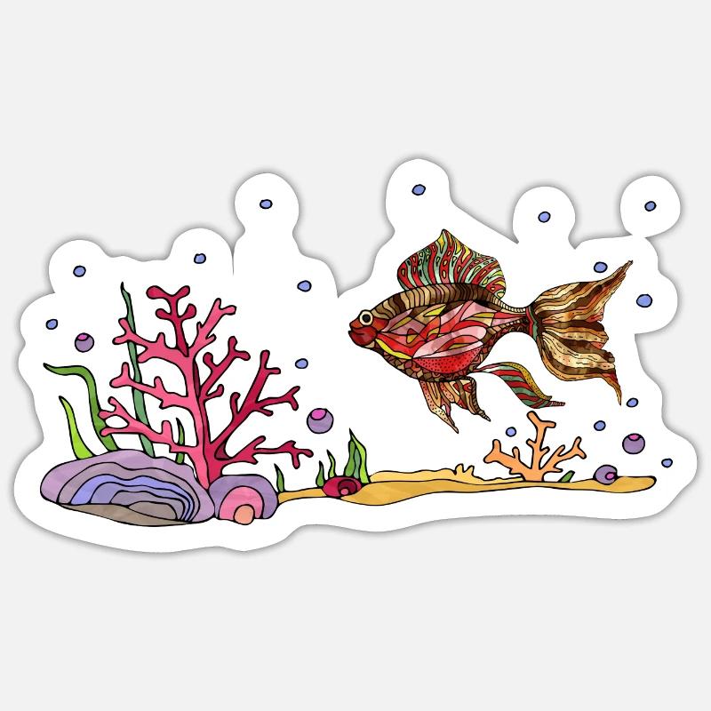 Poisson - Sticker taille S (10 x 10 cm) - blanc mat